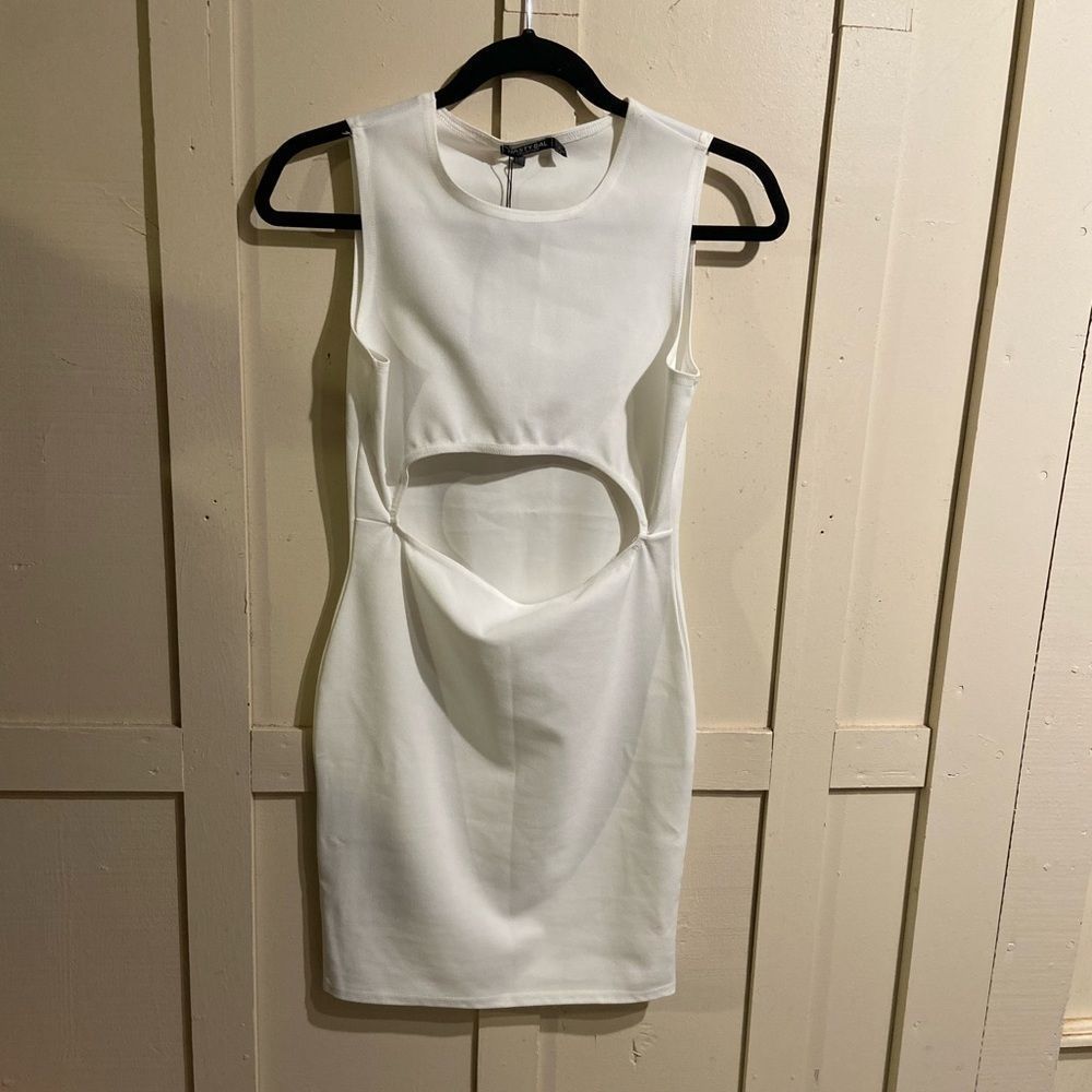 Nasty Gal white cut out bodycon dress size us 6 NWT